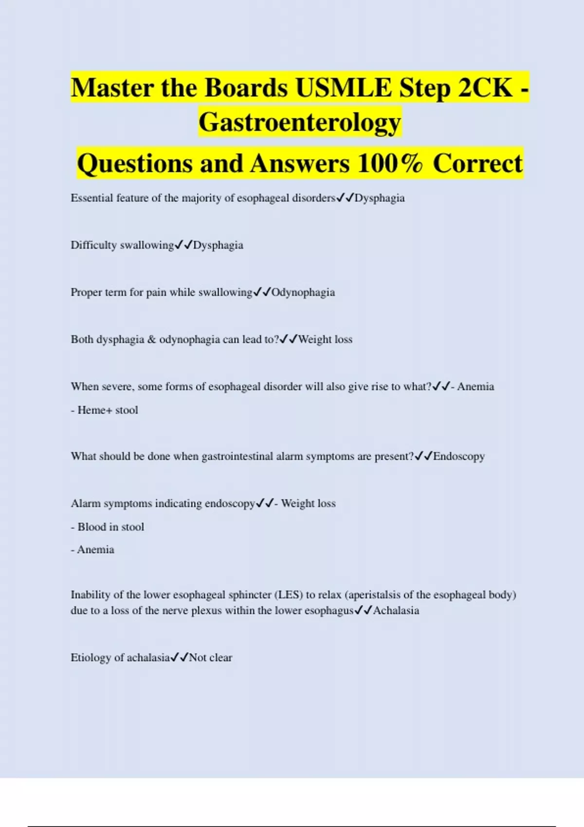 Master the Boards USMLE Step 2CK Gastroenterology Questions and