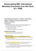 Samenvatting IME: International Monetary Economics (Leo Van Hove, HI + TEW)