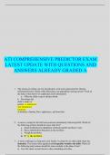ATI COMPREHENSIVE PREDICTOR EXAM LATEST UPDATE WITH QUESTIONS AND ANSWERS ALREADY GRADED A