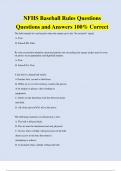 NFHS Baseball Rules Questions Questions and Answers 100% Correct
