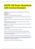 NUTR 100 Exam Questions with Correct Answers
