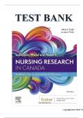 TEST BANK FOR NURSING RESEARCH IN CANADA, 5TH EDITION by Mina Singh, RN, RP, BSc, BScN MEd, PhD, I-FCNEI, Cherylyn Cameron, RN, PhD, Geri LoBiondo-Wood, PhD, RN, FAAN and Judith Haber, PhD, RN, FAAN ISBN NO:0323778984