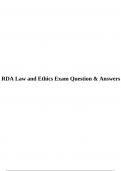RDA Law and Ethics Exam Question & Answers. 