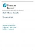 Pearson Edexcel GCSE In Business 1BS0 Paper 2 Building a business Mark Scheme 2023