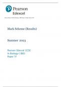 Pearson Edexcel GCSE In Biology (1BI0) Paper 1F Mark Scheme 2023