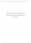 2023 United Health Care Test Questions and Correct Answers Guaranteed A+ At First Attempt