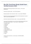 Bio 252&colon; Final Exam Study Guide Exam Verified Answers 2024