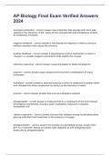 AP Biology Final Exam Verified Answers 2024