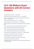 CLC 106 Midterm Exam Questions with All Correct Answers