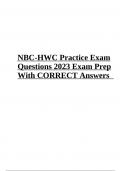 NBC-HWC Practice Exam Questions 2023/2024 Exam Prep With CORRECT Answers