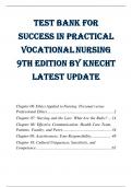 TEST BANK FOR SUCCESS IN PRACTICAL VOCATIONAL NURSING {CHAPTERS 06-10}  9TH EDITION BY KNECHT |Latest update 2024|