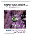 Solution Manual Byrd & Chen’s Canadian Tax  Principles, 2021-2022 Edition, 1st edition, Volumes  I and II by Clarence Byrd
