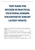 TEST BANK FOR SUCCESS IN PRACTICAL VOCATIONAL NURSING {CHAPTERS 11-15} 9TH EDITION BY KNECHT |Latest Update 2024|