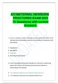 2023 ATI MATERNAL NEWBORN PROCTORED EXAM  70 Questions with correct Answers.