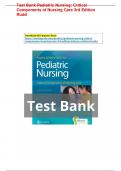 Test Bank Pediatric Nursing: Critical Components of Nursing Care 3rd Edition Rudd