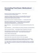 Counseling Final Exam&colon; Multicultural Therapy