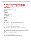 NZ Nursing STATE EXAM 2024 &vert; with complete solution &vert; 100&percnt; VERIFIED CORRECT