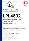 LPL4802 Assignment 1 (DETAILED ANSWERS) Semester 1 2024 - DISTINCTION GUARANTEED