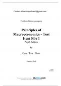Test Item File to Accompany Principles of Macroeconomics - Test Item File 1 Ninth Edition by Case / Fair / Oster Prentice Hall