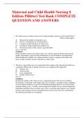 Maternal and Child Health Nursing 8 Edition Pillitteri Test Bank COMPLETE QUESTION AND ANSWERS