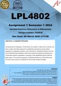 LPL4802 Assignment 1 (COMPLETE ANSWERS) Semester 1 2024 (532535)- DUE 28 March 2024 