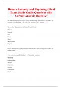 Honors Anatomy and Physiology Final  Exam Study Guide Questions with  Correct Answers Rated A+ 