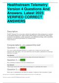 BEST ANSWERS Healthstream Telemetry  Version 4 Questions And  Answers&period; Latest 2023 VERIFIED CORRECT  ANSWERS