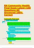 RN Community Health Final Exam Test Bank Latest (100 Questions All Answered 100% Correct )