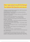Music Appreciation Exam III The Baroque Era Updated 2024 Questions and Answers