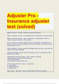 ADJUSTER PRO - INSURANCE ADJUSTER TEST(QUESTIONS AND REVIEWED ANSWERS)