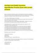 Accident and Health Insurance Agent&sol;Broker Practice Exam with correct answers 