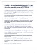 Florida Life and Variable Annuity Correct Questions and Answers&lpar;RATED A&rpar;