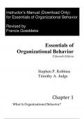 Instructor Manual For Essentials of Organizational Behavior&comma; 15th edition Stephen P&period;Robbins&comma;Timothy chapter&lpar;1-17&rpar;