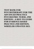 PSYCHOTHERAPY FOR THE ADVANCED PRACTICE PSYCHIATRIC NURSE, SECOND EDITION A HOW-TO GUIDE FOR EVIDENCE- BASED PRACTICE 2ND EDITION WHEELER TEST BANK