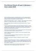 Pre-Clinical Check off part 2 &lpar;Quizzes &plus; Ans&rpar; Latest 2024