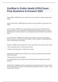 Certified in Public Health &lpar;CPH&rpar; Exam Prep Questions & Answers 2024