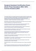 Surgical Assistant Certification Exam &lpar;Exam Prep&rpar; Questions With 100&percnt; Correct Answers&comma;2024&period;