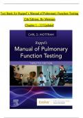 TEST BANK For Ruppel&rsquo;s Manual of Pulmonary Function Testing&comma; 12th Edition&comma; By Mottram&comma; Chapters 1 - 13 Updated Newest Version
