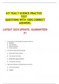 ATI TEAS 7 SCIENCE PRACTICE TEST QUESTIONS WITH 100% CORRECT ANSWERS.  LATEAT 2024 UPDATE, GUARANTEED A+