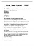 Final Exam English I E2020 with 100&percnt; correct answers