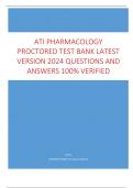 ATI PHARMACOLOGY  PROCTORED TEST BANK LATEST  VERSION 2024 QUESTIONS AND  ANSWERS 100% VERIFIE