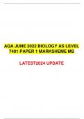 AQA JUNE 2022 BIOLOGY AS LEVEL 7401 PAPER 1 MARKSHEME MS LATEST2024 UPDATE