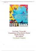 TEST BANK VARCAROLIS FOUNDATIONS OF PSYCHIATRIC-MENTAL HEALTH NURSING A CLINICAL 19TH EDITION
