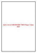 AQA A-level CHEMISTRY 7405/3 Paper 3  June 2023 together with Mark Scheme