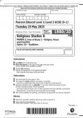 Pearson Edexcel Level 1/Level 2 GCSE (9–1) Religious Studies B PAPER 2: Area of Study 2 – Religion, Peace and Conflict Option 2D – Buddhism QP