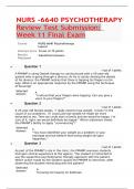 NURS -6640 PSYCHOTHERAPY  Review Test Submission&colon; Week 11 Final Exam&period;