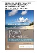 TEST BANK - HEALTH PROMOTION THROUGHOUT THE LIFE SPAN, 10TH EDITION (EDELMAN), CHAPTER 1-25 | ALL CHAPTERS 