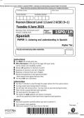 Pearson Edexcel Level 1/Level 2 GCSE (9–1) Spanish PAPER 1: Listening and understanding in Spanish Higher Tier QP 2023