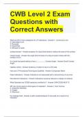 CWB Level 2 Exam Questions with Correct Answers