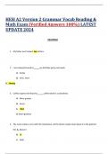 HESI A2 Version 2 Grammar Vocab Reading &  Math Exam (Verified Answers 100%) LATEST  UPDATE 2024